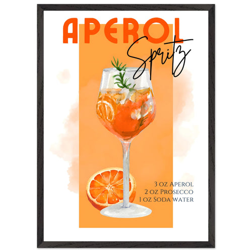 Artfulprints Poster met Lijst Aperol Spritz - Orange   - 50x70 cm - Oranje