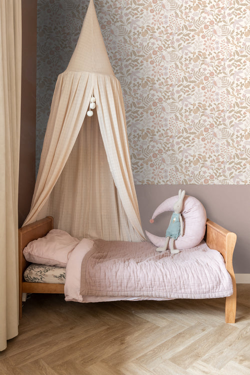 ESTAhome behang bloemen en vogels wit, beige en zacht roze - 53 cm x 10.05 m - 139866