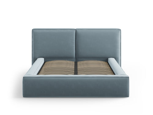 Micadoni Opbergbed met hoofdeinde Jodie 140x200cm, flueel, lichtblauw - 228x194x108cm