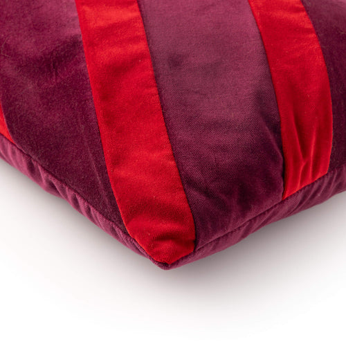 VEGAS - kussenhoes 30x50 cm - fluweel - gestreept - Chili Pepper - rood