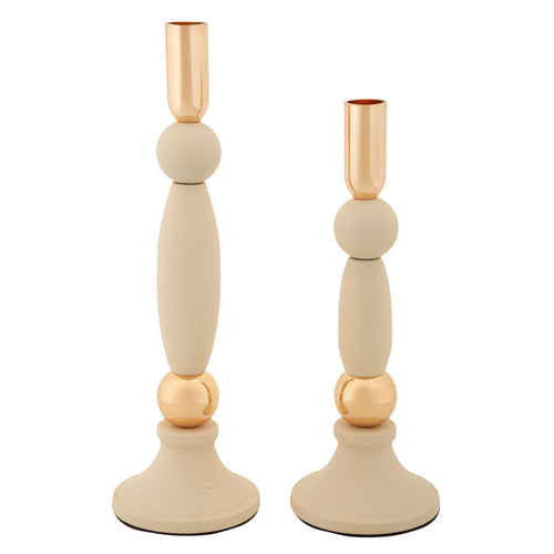 Mauro Ferretti kaarsenhouder - set van 2 - crème/goud