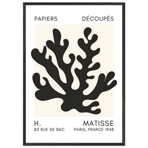 Artfulprints Poster met Lijst Matisse – Saltflower shapes black   - 70x100 cm - Zwart