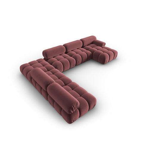 Cosmopolitan Design - Modulaire panoramische hoekbank links Cortina 7-zits, flueel roze - 282x376x70cm
