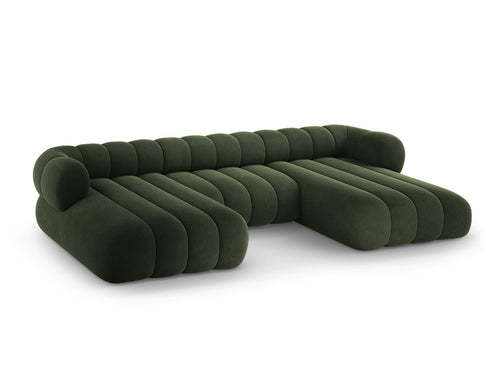 Cosmopolitan Design Panoramische bank Koge 6-zits, flueel groente - 165x348x70cm