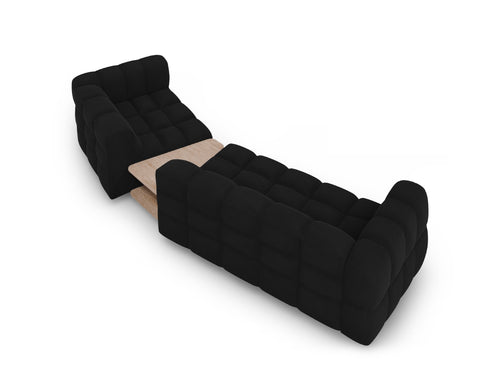 Cosmopolitan Design Rechte modulaire bank Sky 3-zits, flueel, zwart - 148x353x70cm