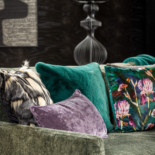 ZAYA - sierkussen 45x45 cm - bontlook - effen kleur - Bayberry - groen