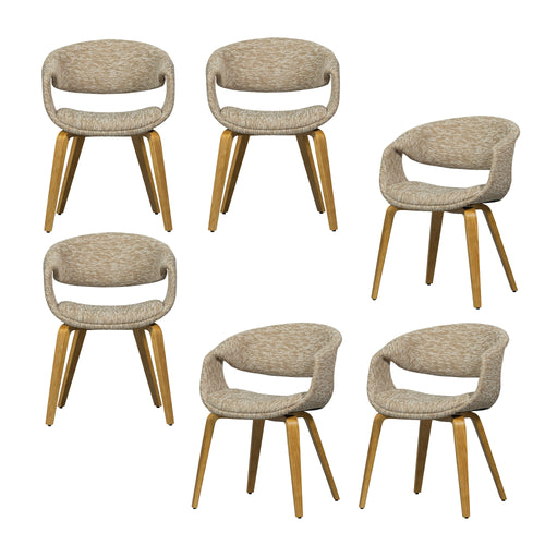 WOOOD eetkamerstoelen Yossi Houten Naturel Poot - Zand - Set van 6 - vtwonen shop