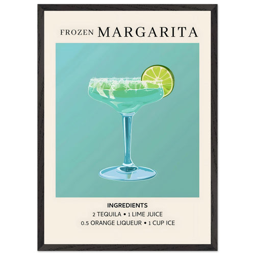 Artfulprints Poster met Lijst Frozen Margarita cocktail II - Ingrediënten   - 50x70 cm - Turquoise