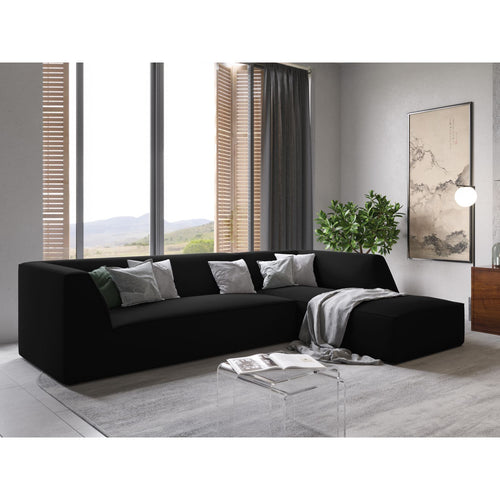 Cosmopolitan Design - Modulaire hoekbank rechts Siena 4-zits, flueel zwart - 180x273x69cm