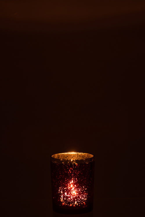 J-Line windlicht Goud Rand - glas - rood/goud - medium