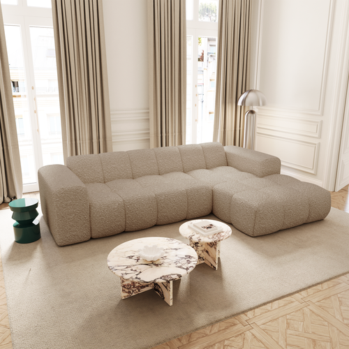 Premium Interiors - Rechthoekige hoekbank BLOOM - bouclette mol 290cm
