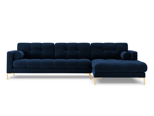 Cosmopolitan Design rechter hoekbank Bali 5-zits, flueel, koningsblauw - 185x293x75cm