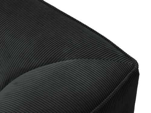 Micadoni rechter hoekbank Ruby 4-zits, ribfluwelen, zwart - 180x273x69cm