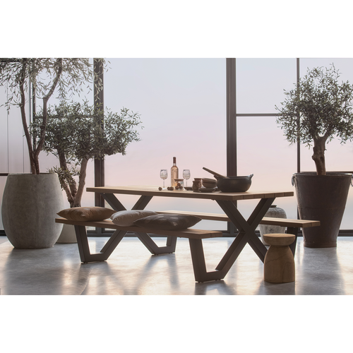 WOOOD picknicktafel met x-poot buiten Tablo - Naturel - 75x206x145 - vtwonen shop