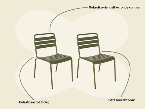 MaximaVida metalen tuinstoel Max olijfgroen - doos per 2 stuks