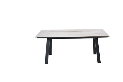 Nevada dining tafel - 205x100 cm - carbon black - light teak Vironwood - vtwonen shop