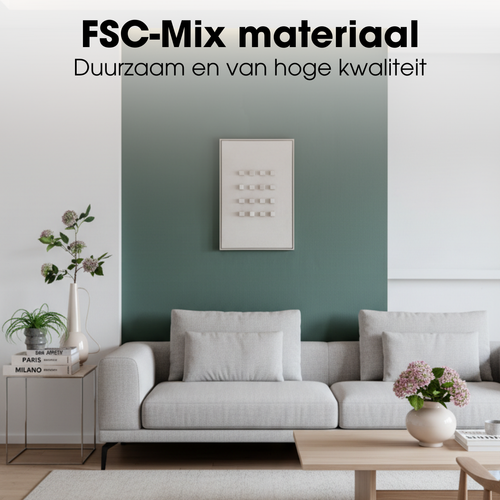 Mica Decorations Wanddecoratie - Wandpaneel Abstracte Kunst 60 x 40 x 3 cm - Woondecoratie voor Woonkamer of Slaapkamer - Off-white