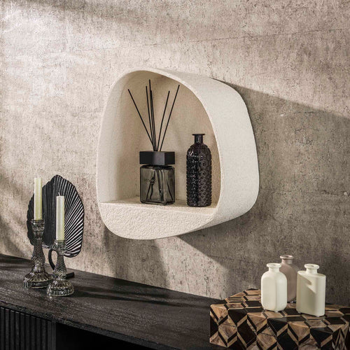 Giga Meubel Wandschap Stone Driehoek - Wit Marmer - 42x21x45cm - vtwonen shop