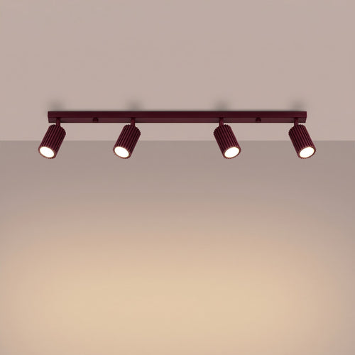 Sollux Lighting Plafondlamp KARBON 4L bordeaux - 81x6,5x16,5cm