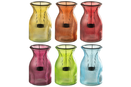 J-Line plateau Theelichthouder Popa - glas - mix - 6 stuks - vtwonen shop