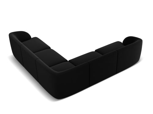 Micadoni Symmetrische hoekbank Miley 5-zits, flueel, zwart - 255x255x70cm