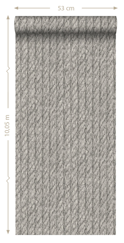 ESTAhome behang touw-motief donkergrijs - 53 cm x 10.05 m - 138248