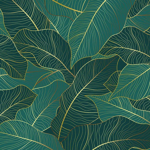 Sanders & Sanders fotobehang palmbladeren groen en goud - 375 x 270 cm - 601458