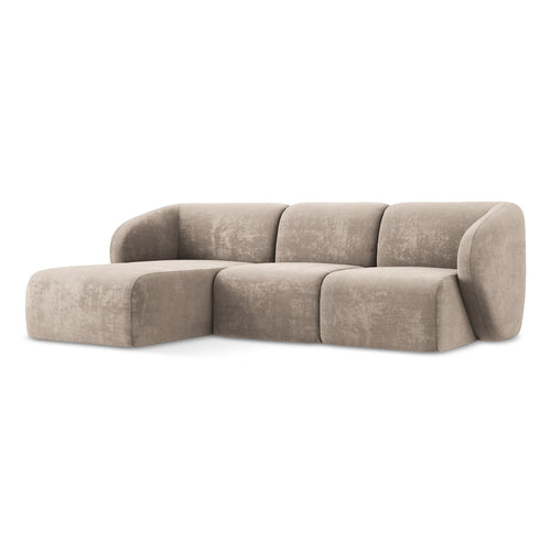 LaMiaSofa hoekbank links Cervo - chenille stof - donkerbeige - 248x166x86