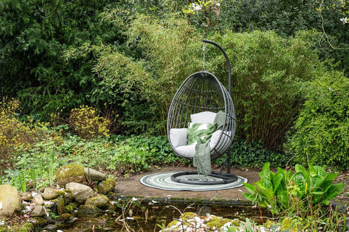 Panama hangstoel - eivorm - carbon black - earl grey - valley sand - vtwonen shop