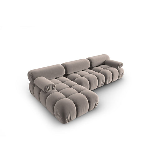 Cosmopolitan Design - Modulaire hoekbank links Cortina 4-zits, flueel cappuccino - 155x282x70cm