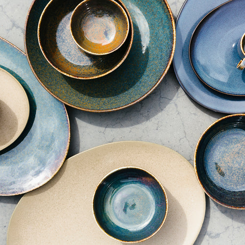 Bonbistro - Diep bord 21xH5cm groen Cirro - Set van 6