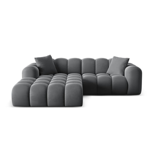 Cosmopolitan Design - Linker hoekbank Treno 3-zits, flueel grijs - 184x240x70cm
