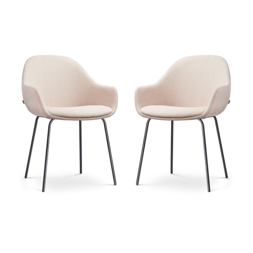 Nolon Nora-Mae Eetkamerstoelen Set van 2 - Beige - Zwarte Poten - vtwonen shop