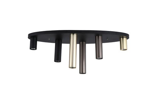 Searchlight plafondlamp Tubes - 6 lichts - 80  x 28.5   cm - zwart brons messing