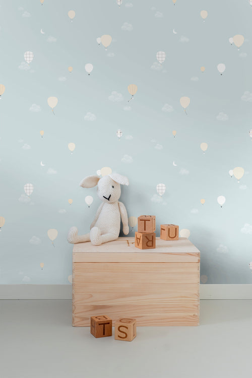 Sanders & Sanders behang luchtballonnen lichtblauw - 53 cm x 10 m - 640284