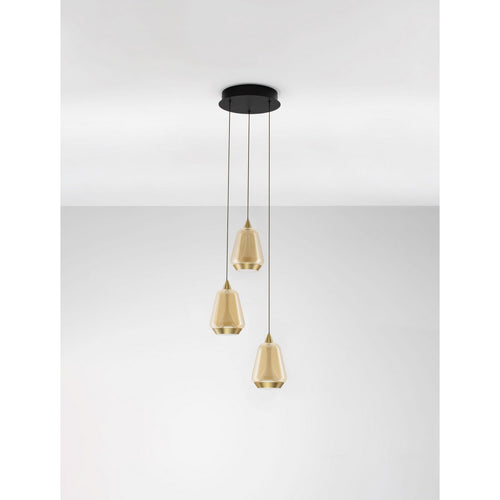 Nova Luce ALISH Hanglamp met clusterontwerp, messing goud, mat zwart, champagne, Triac dimbare LED 24W 1299lm 3000K