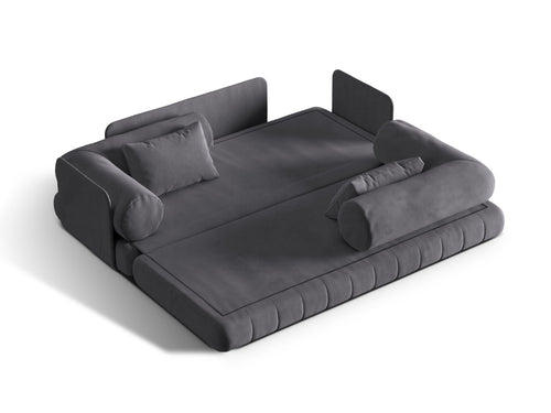 Cosmopolitan Design Converteerbare bank Kemi 3-zits, flueel donkergrijs - 95x206x70cm
