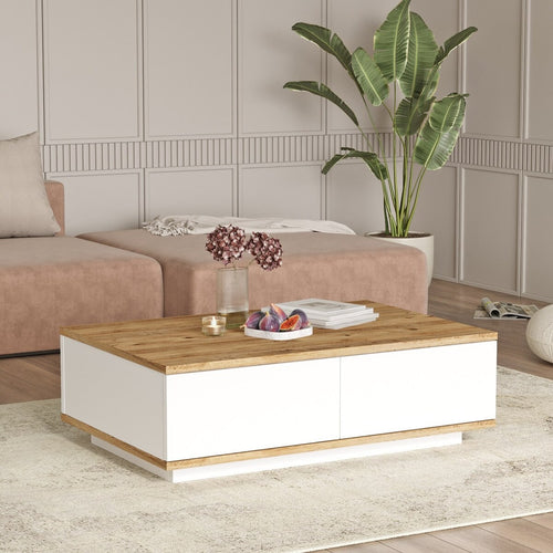 CALICOSY - Rechthoekige salontafel - Litch hout - 60x90x28,6 cm