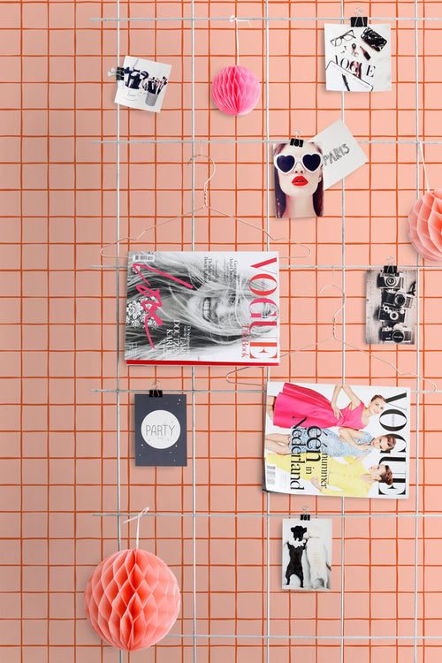 ESTAhome behang geblokt motief perzik roze - 50 x 900 cm - 131596 - vtwonen shop