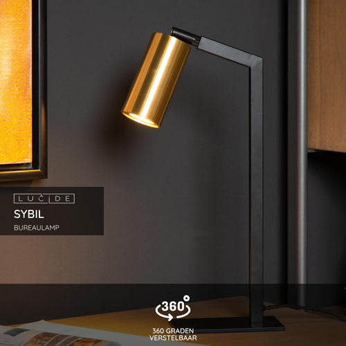 Lucide bureaulamp SYBIL - 1xGU10 - Zwart - vtwonen shop