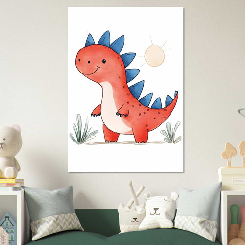 Artfulprints  Kleurrijke dinosaurus   poster A4 21x29.7 cm