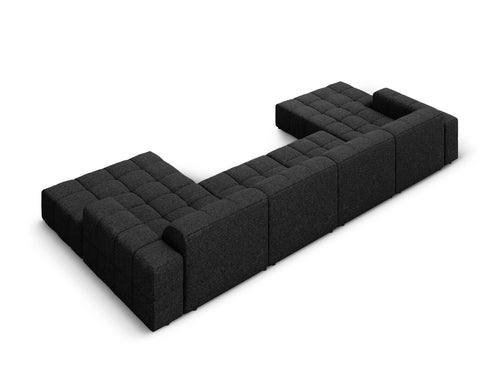 Cosmopolitan Design Panoramische bank Chicago 6-zits, chenille zwart - 167x375x78cm