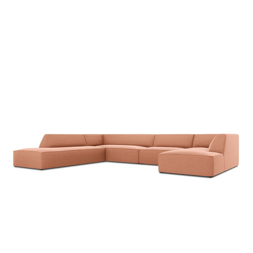 Cosmopolitan Design - Panoramische hoekbank Siena 7-zits, flueel roze - 273x366x69cm