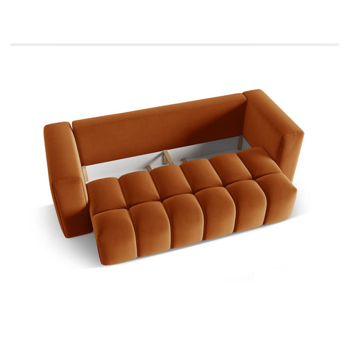 Cosmopolitan Design - Slaapbank met opbergdoos Verona 3-zits, flueel terracotta - 98x252x85cm