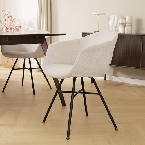 Nolon Noa-Otis Eetkamerstoel Beige - met Armleuning - Zwart