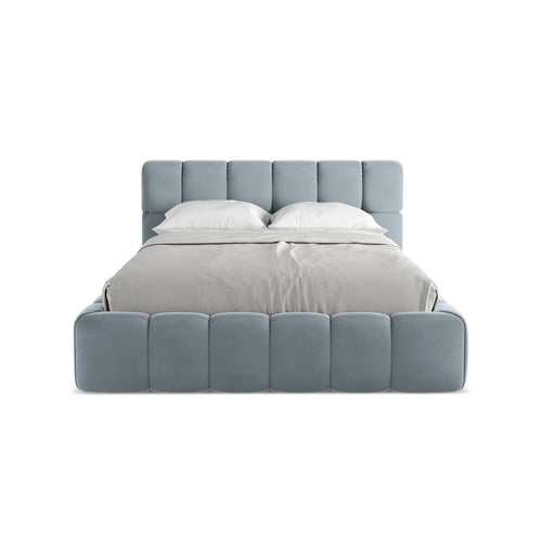 LaMiaSofa Bed met opbergruimte Roma - velours - lichtblauw - 160x228x82