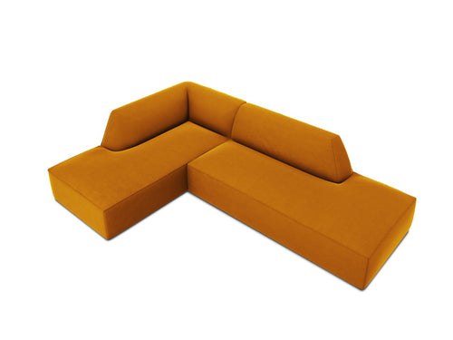 Micadoni linker hoekbank Ruby 4-zits, flueel, geel - 180x273x69cm
