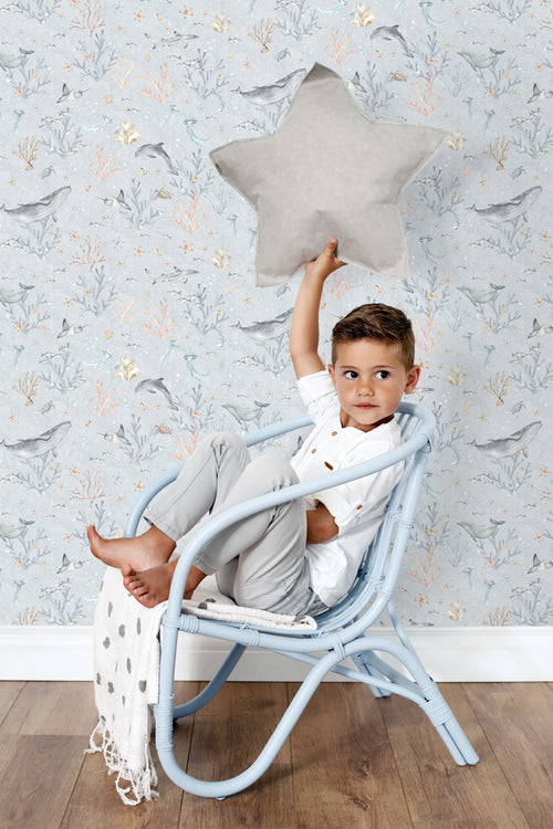 ESTAhome behang onderwaterwereld blauw - 50 x 900 cm - 131259 - vtwonen shop