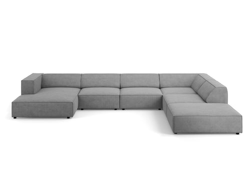 Cosmopolitan Design Panoramische hoekbank rechts Arendal 7-zits, chenille met ribbeleffect, donkergrijs - 262x364x70cm