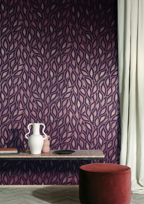 Masureel behang bladeren paars - 70 cm x 10.05 m - 631610 - vtwonen shop